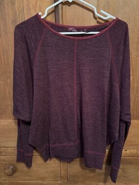 Prana Burgundy Crewneck Long Sleeve Top